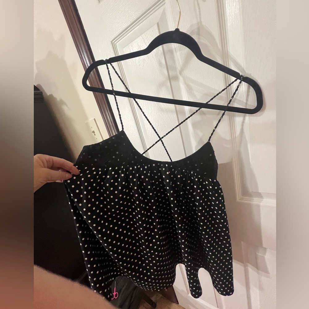 Victoria’s Secret polka dot cross-cross top.
